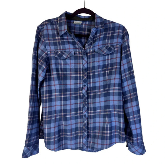 Columbia Plaid Cotton Flannel Purple and Pink Size Large - Picture 1 of 9